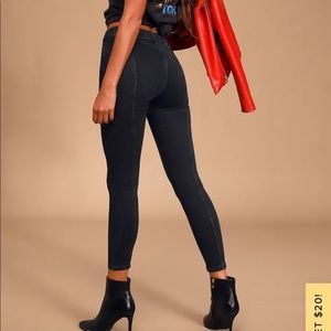 Riley Washed Black High-Rise Seamed Skinny Jeans - free people size 25